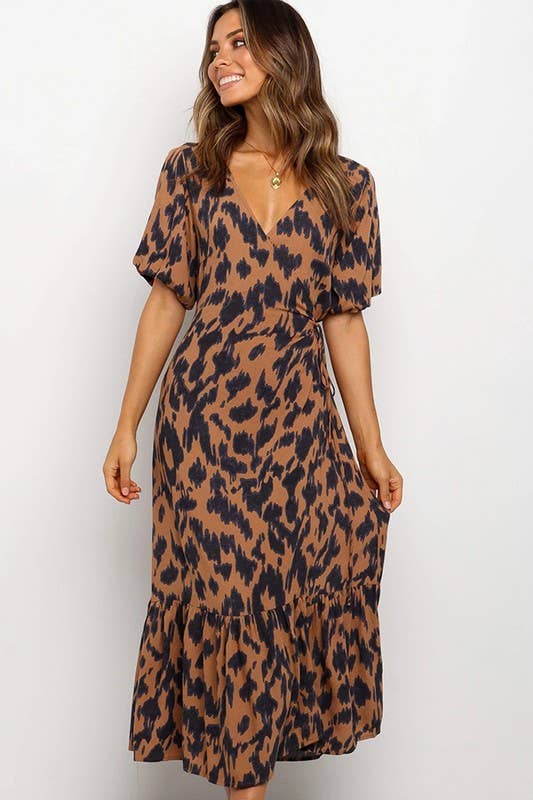 Tan Leopard Print Wrap Dress – Perfect Dress Company
